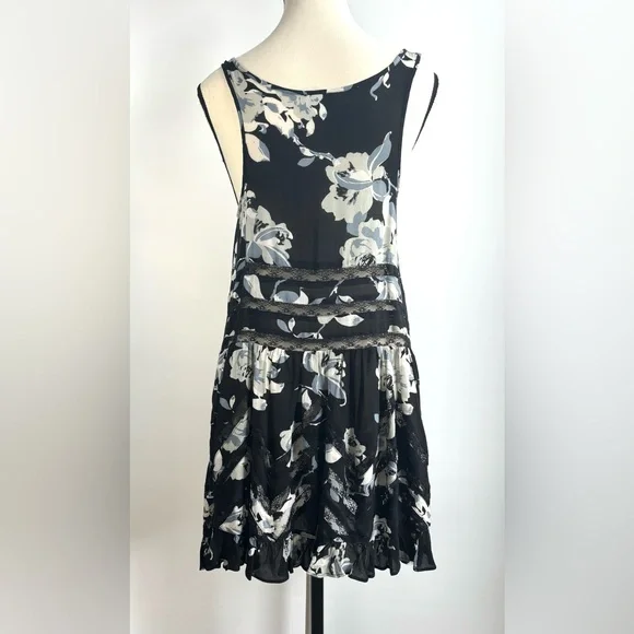 Intimately Free People Black Floral Lace‎ Voile Goth Trapeze Slip Dress Tunic XS - Picture 4 of 7